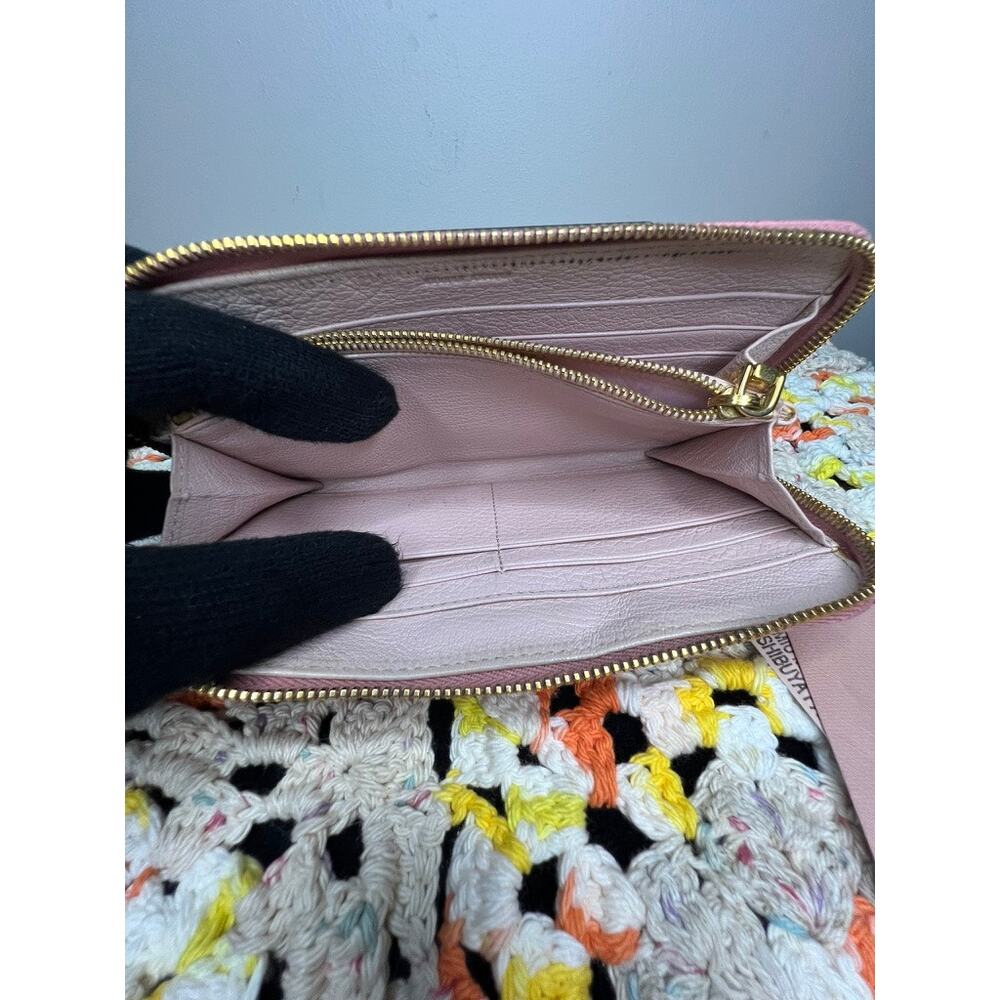 Miu Miu Madras Bicolore Bow Zip Around Wallet Rosa Gemma Pink Authentic - Picture 16 of 16